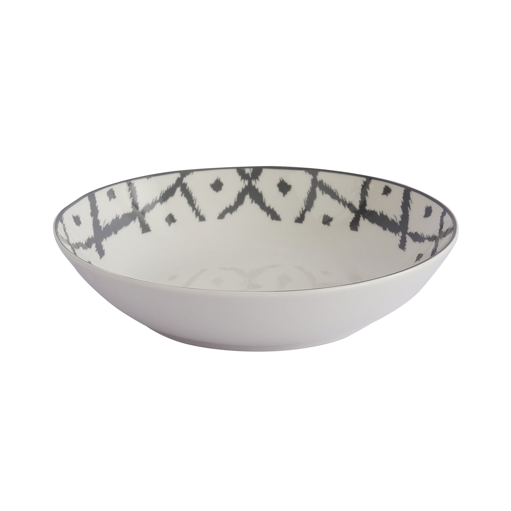 Ikat Porcelain Pasta Bowl Charcoalwhite