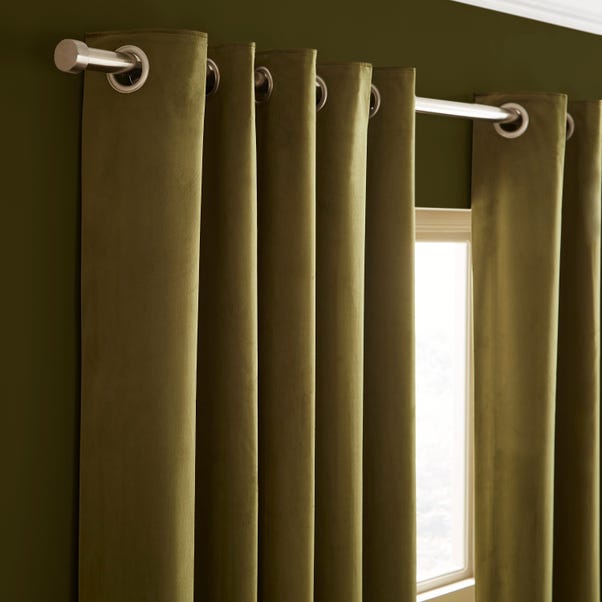 Recycled Velour Olive Eyelet Curtains Dunelm Recycled Velour Olive Eyelet Curtains, Material For Curtains At Dunelm