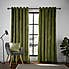 Recycled Velour Olive Eyelet Curtains  undefined