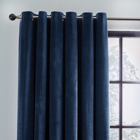 Recycled Velour Ink Eyelet Curtains