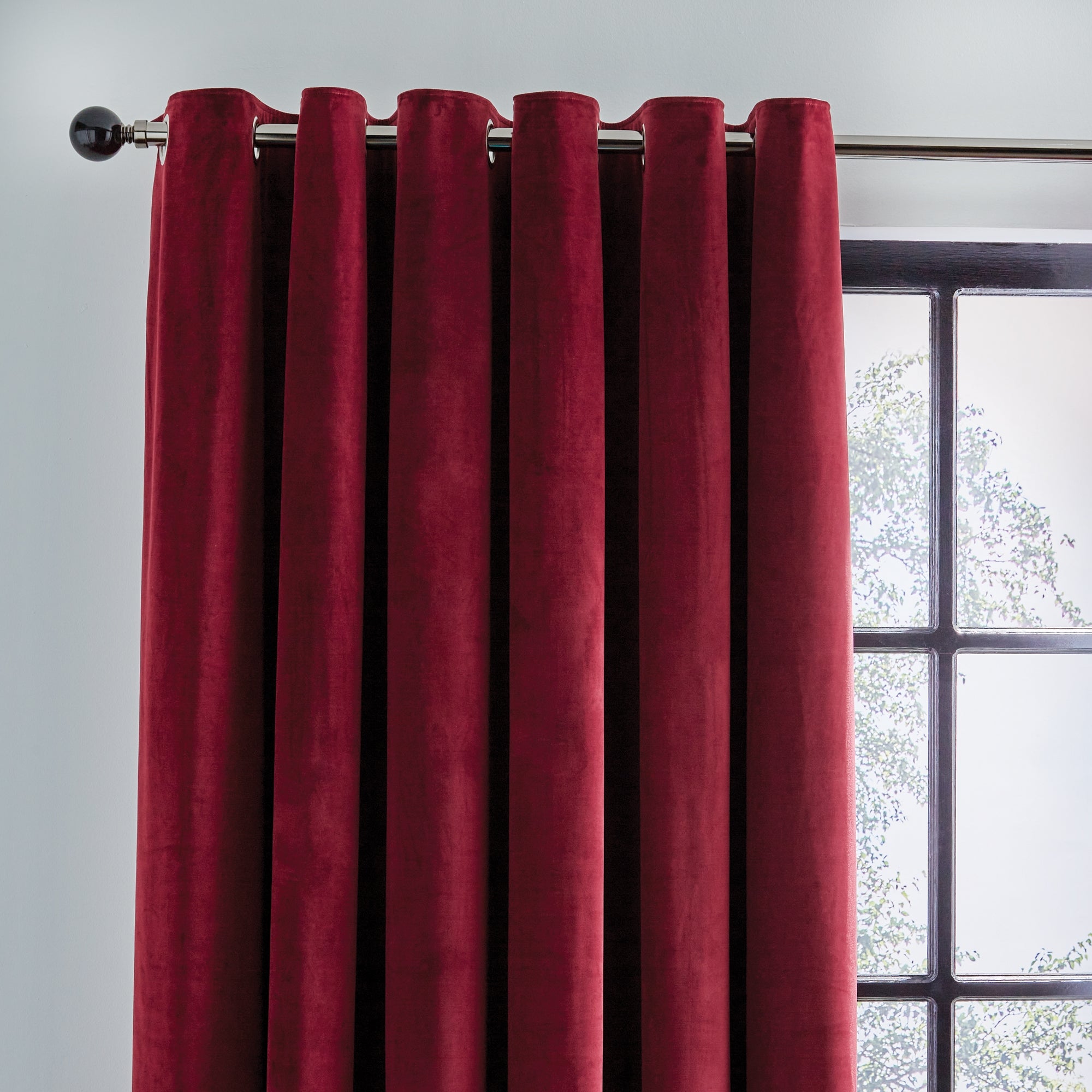 Photo of Recycled velour claret eyelet curtains claret