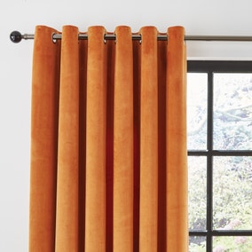 Recycled Velour Roasted Pecan Eyelet Curtains