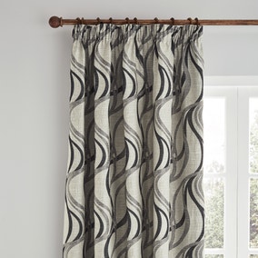 Mirage Charcoal Pencil Pleat Curtains