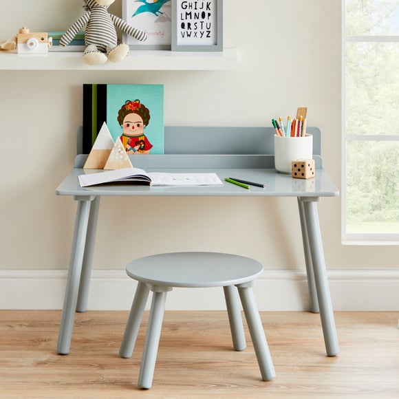 Small White Desk and Stool Set Dunelm