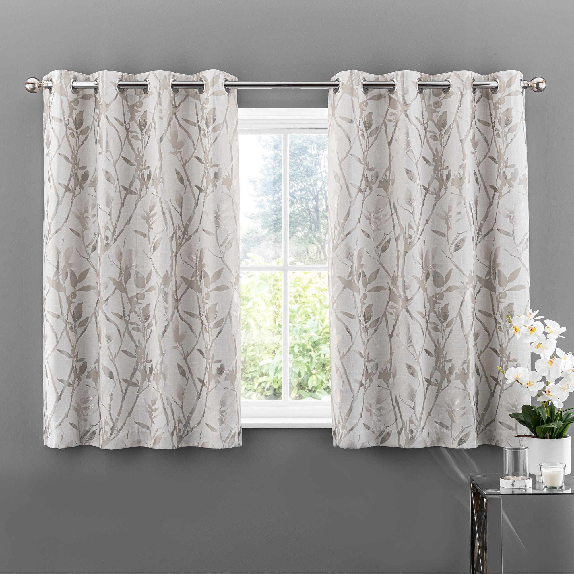 Zen White Jacquard Eyelet Curtains | Dunelm