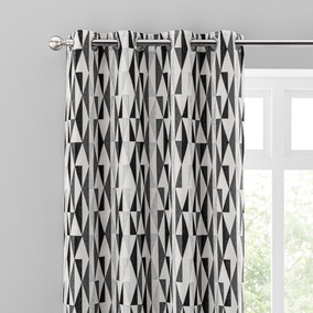 Elements Triangles Monochrome Eyelet Curtains