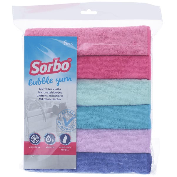 Sorbo Bubblegum Microfibre Clothes 6 Pack MultiColoured