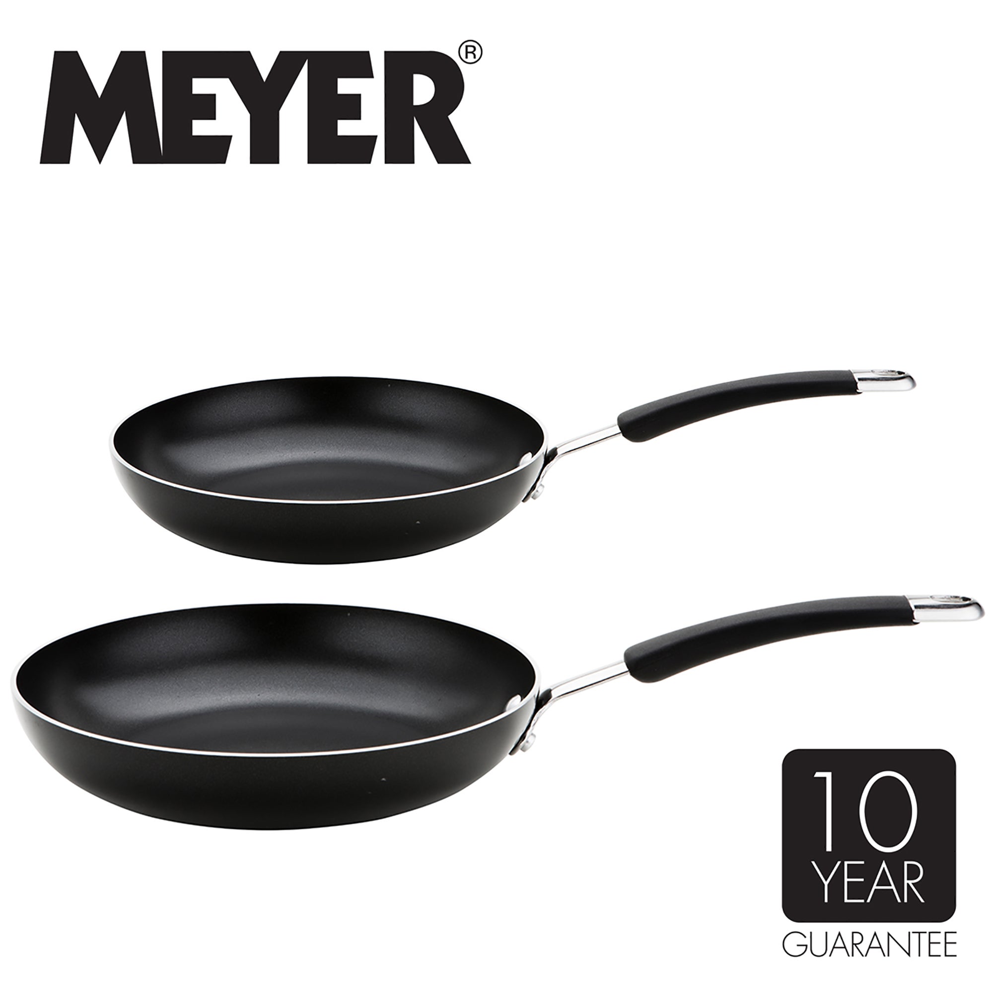 Image of Meyer Induction Aluminium 2 Piece Frying Pan Set Black