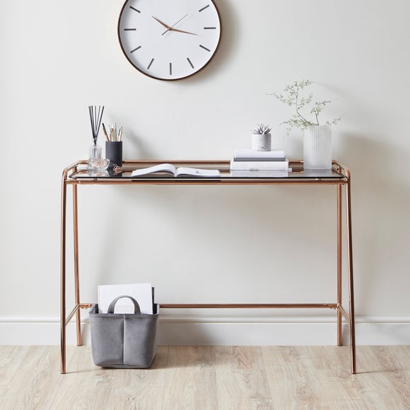 grey rose gold desk