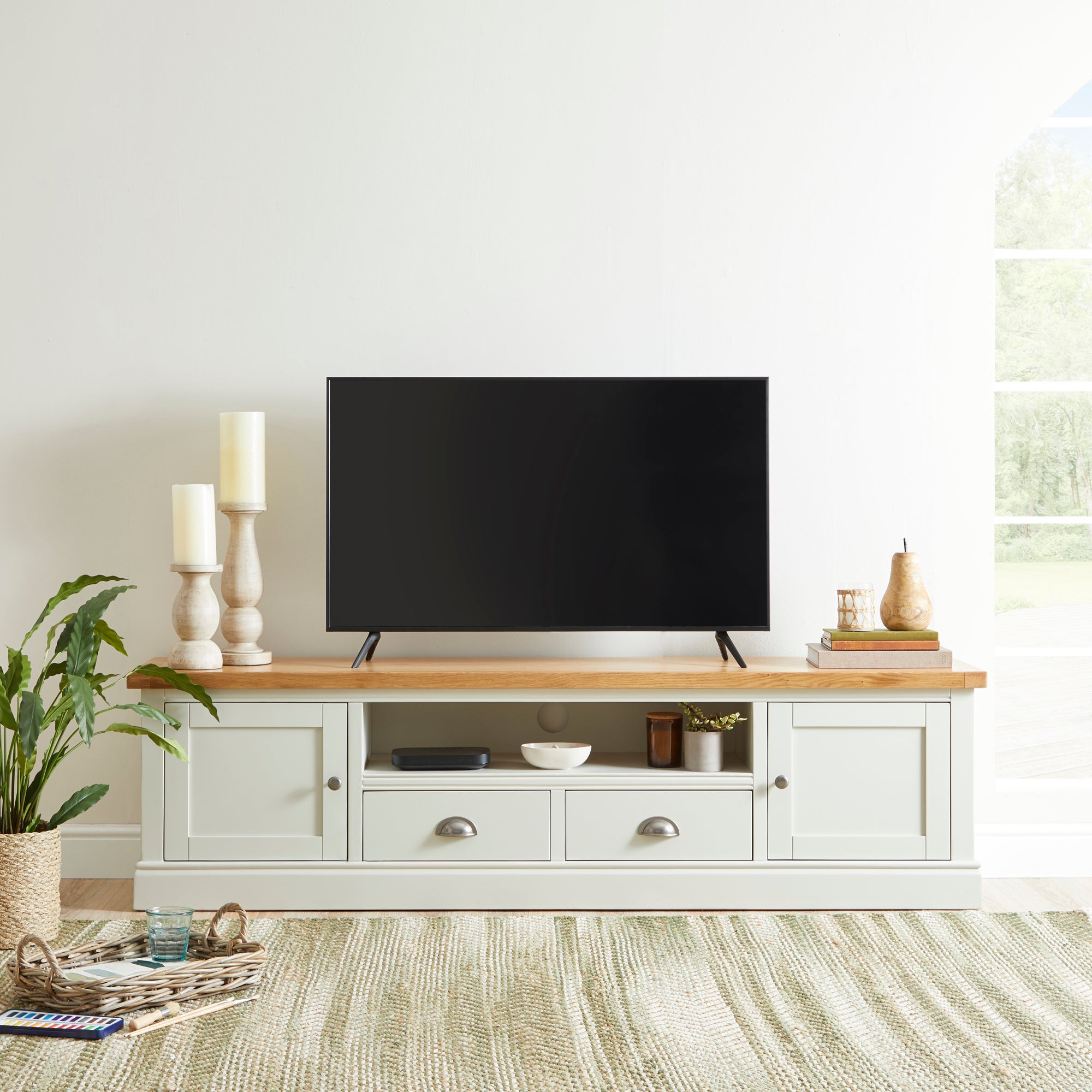 Compton Extra Wide TV Unit, Ivory for TVs up to 80"