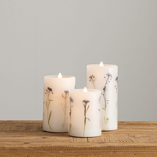 Set of 3 Lavender Inclusion LED Candles image 1 of 4