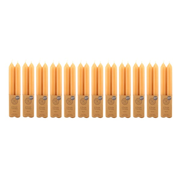 Pack of 2 Dinner Candles Old Gold 12 pack Old Gold