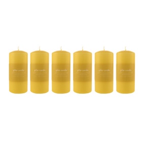 Pack of 6 Yellow Pillar Candles