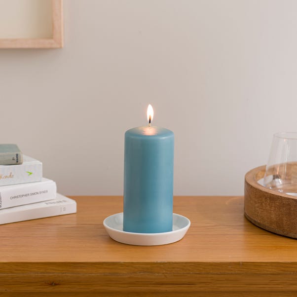 Pack of 6 Teal Pillar Candles Teal (Blue)