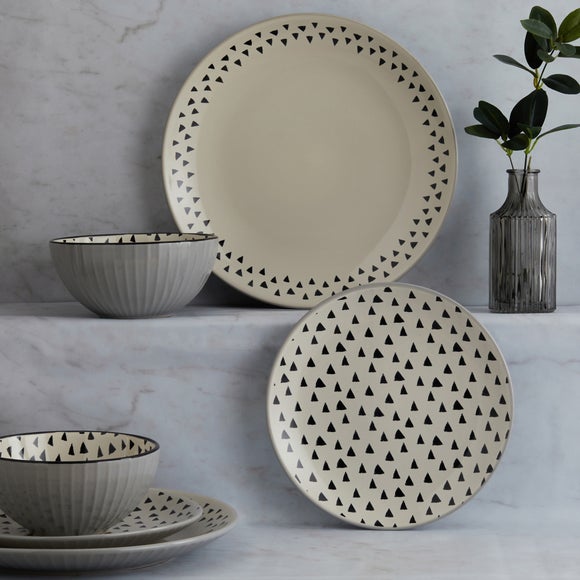 grey yellow dinner set