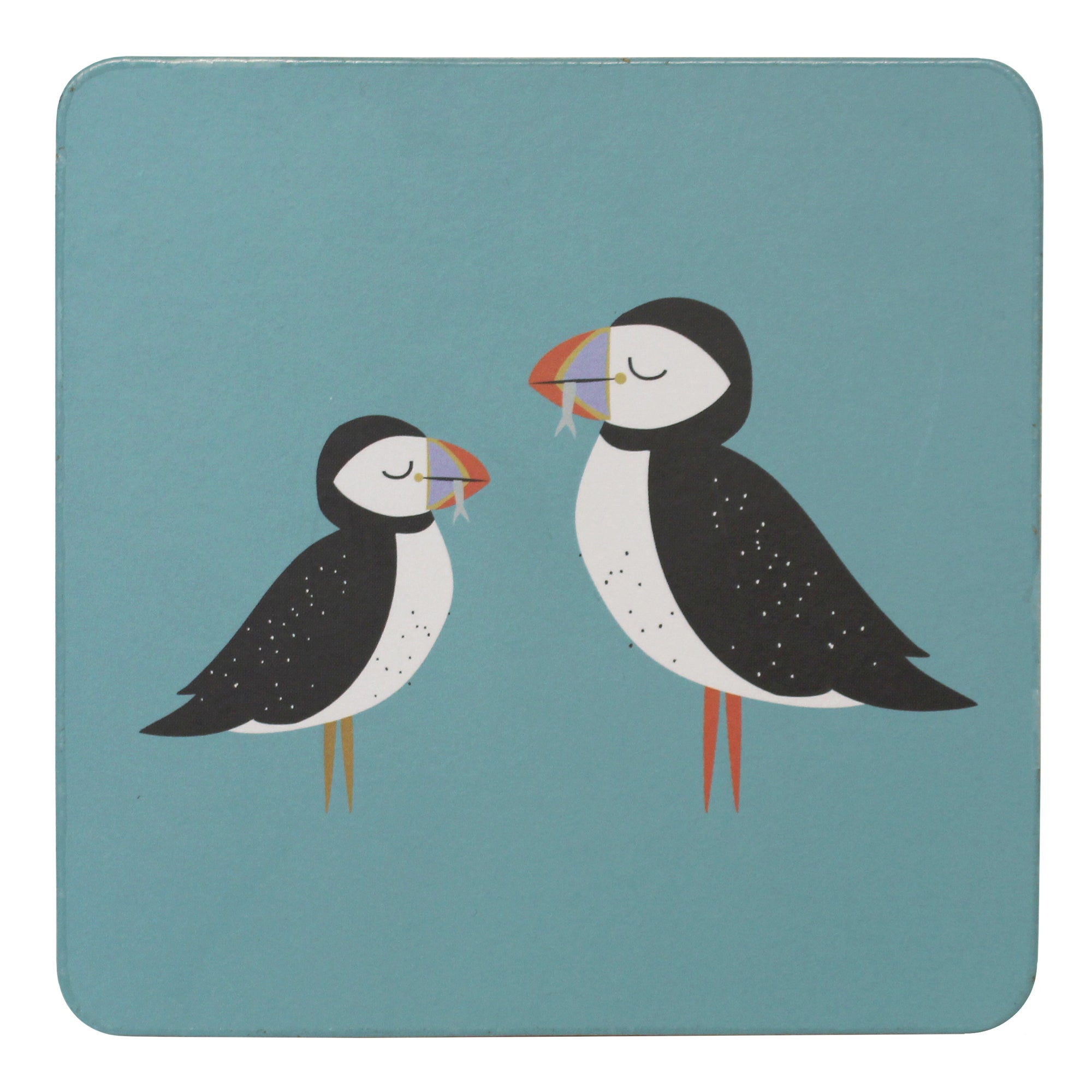 Set of 4 Puffin Cork Back Coasters