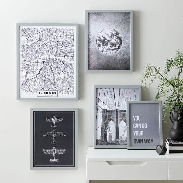 Pack of 5 Industrial Posters Black and white