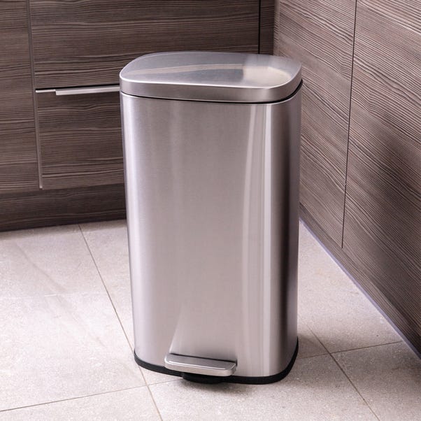 30L Stainless Steel Pedal Bin with Soft Close Stainless Steel