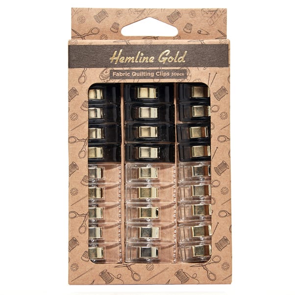 Hemline Gold Pack of 30 Quilt Clips Black