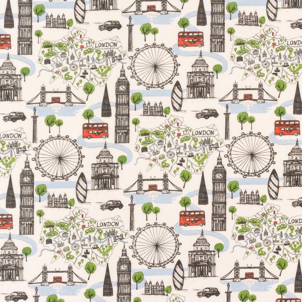 By the Metre London City Map Oil Cloth MultiColoured