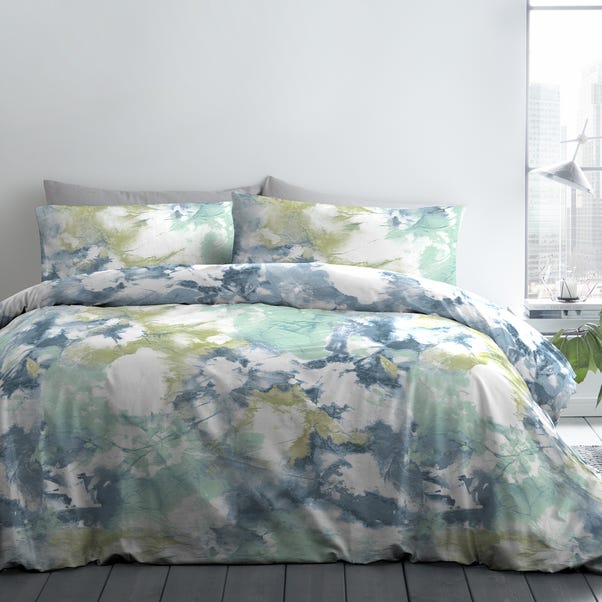 Fusion Tie Dye Blue Reversible Duvet, How To Sew Duvet Cover With Ties