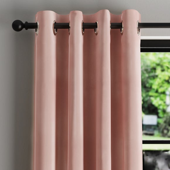 Phoenix Velour Blush Thermal Eyelet Curtains Dunelm