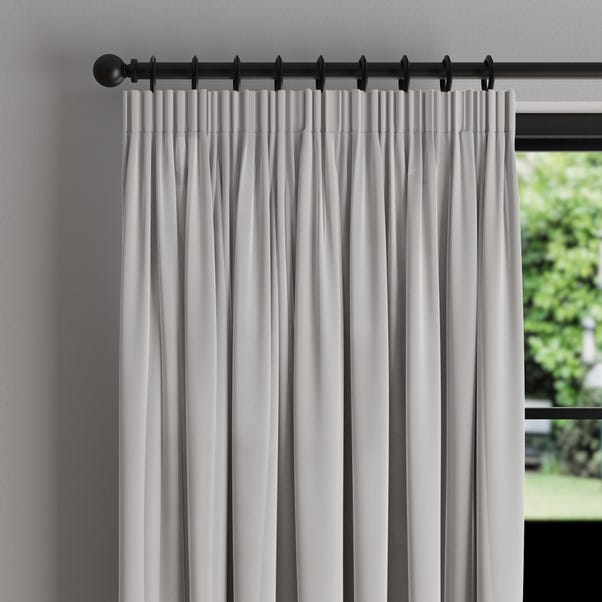 Phoenix Velour Silver Thermal Pencil Pleat Curtains image 1 of 5