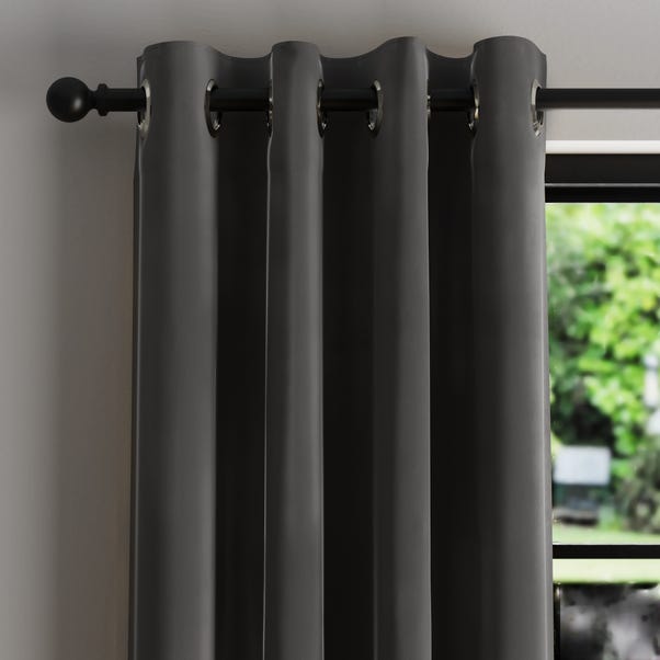 Phoenix Velour Graphite Thermal Eyelet Curtains image 1 of 5