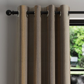 Cosy Stripe Ochre Thermal Eyelet Curtains