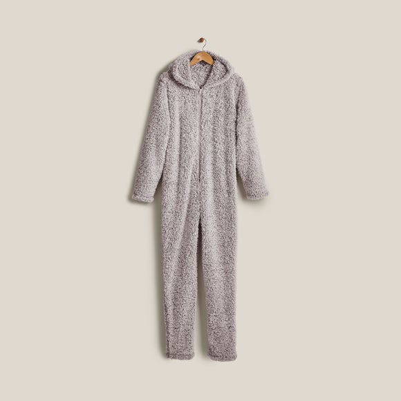 Teddy Bear Feather Soft Marl Onesie Dunelm