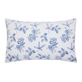 Joules Crayon Floral Blue 100% Cotton Standard Pillowcase Pair
