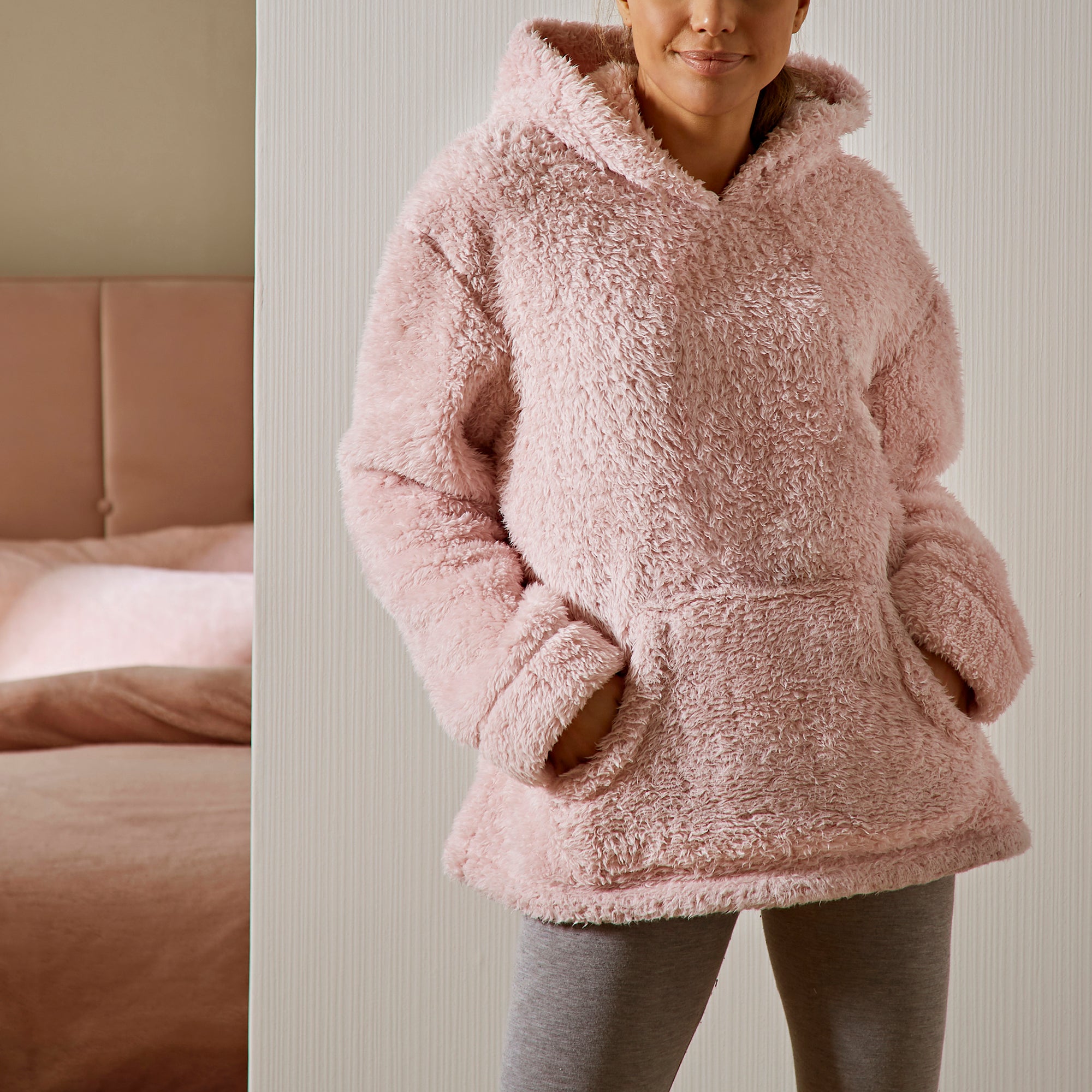 Teddy Bear So Soft Blush Hoodie Dunelm