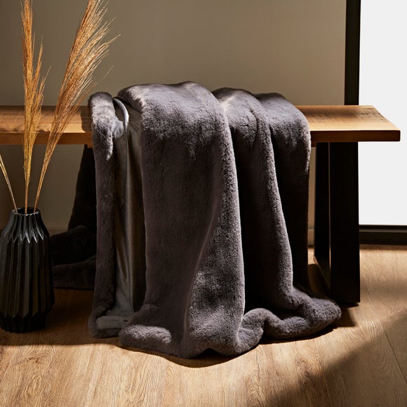 Silky Soft Faux Fur Recycled Throw Dunelm