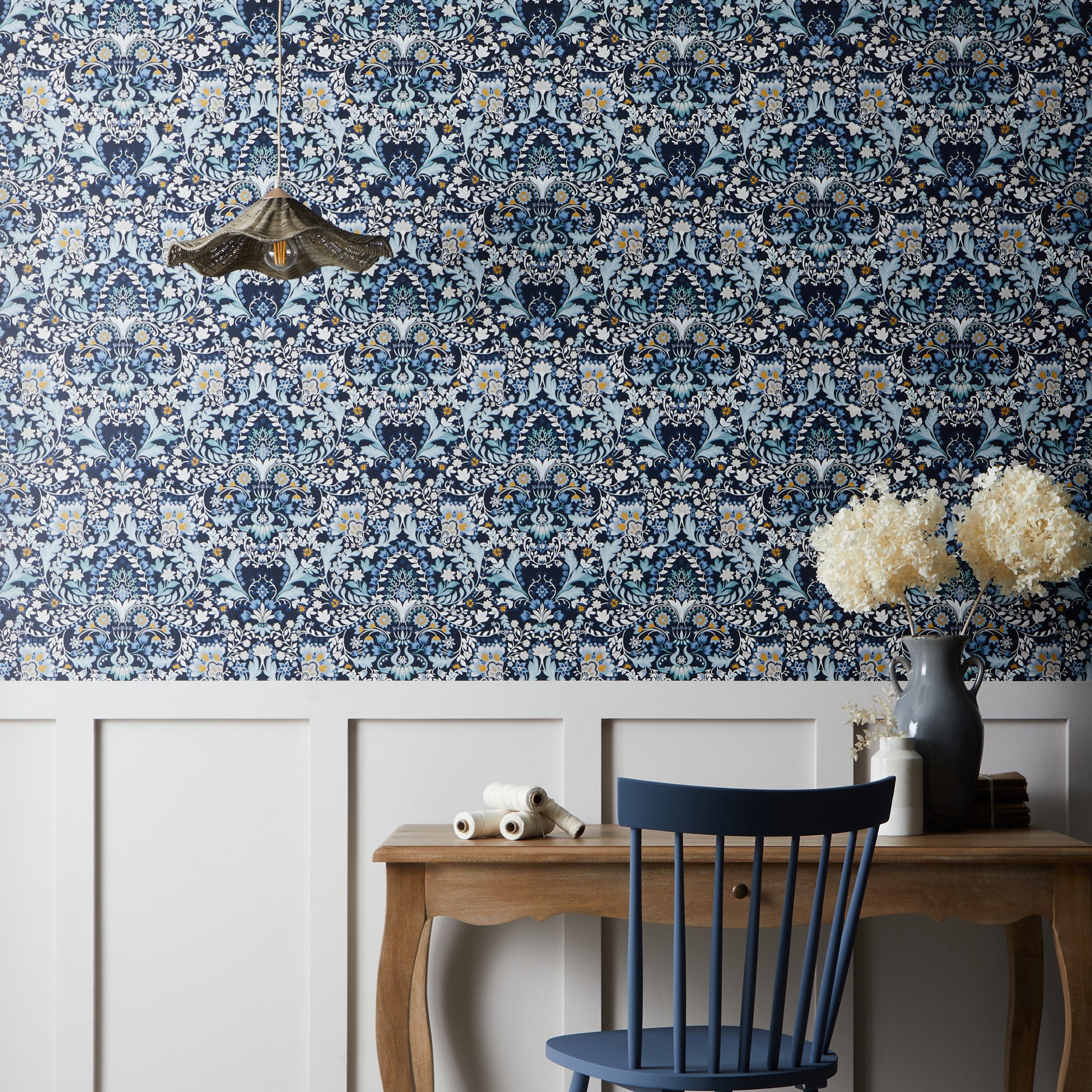 Hardwick Blue Wallpaper Blueyellow