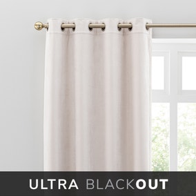 Isla Ultra Blackout White Sand Eyelet Curtains