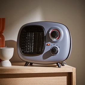 Radio Style Matt Black and Charcoal Desktop Fan Heater 