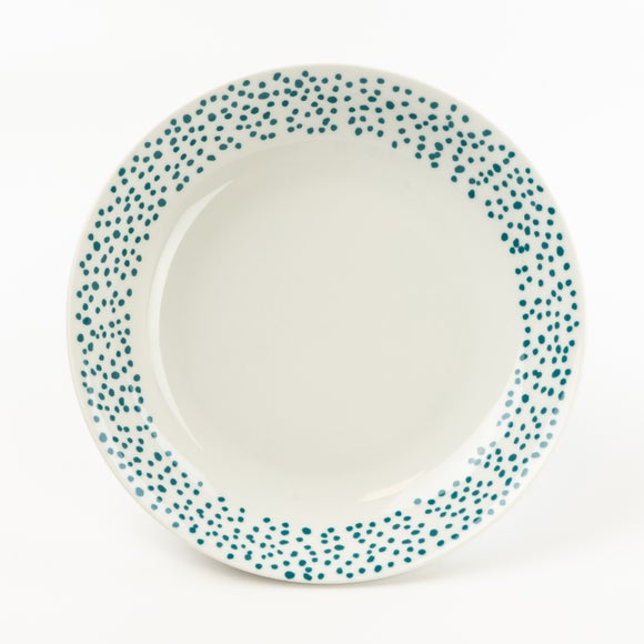 Dotty Teal Set of 4 Pasta Bowls Dunelm