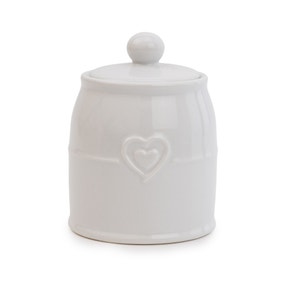 Hearts White Sugar Pot