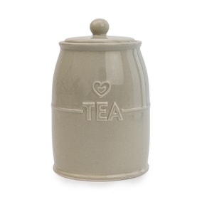 Hearts Grey Tea Canister
