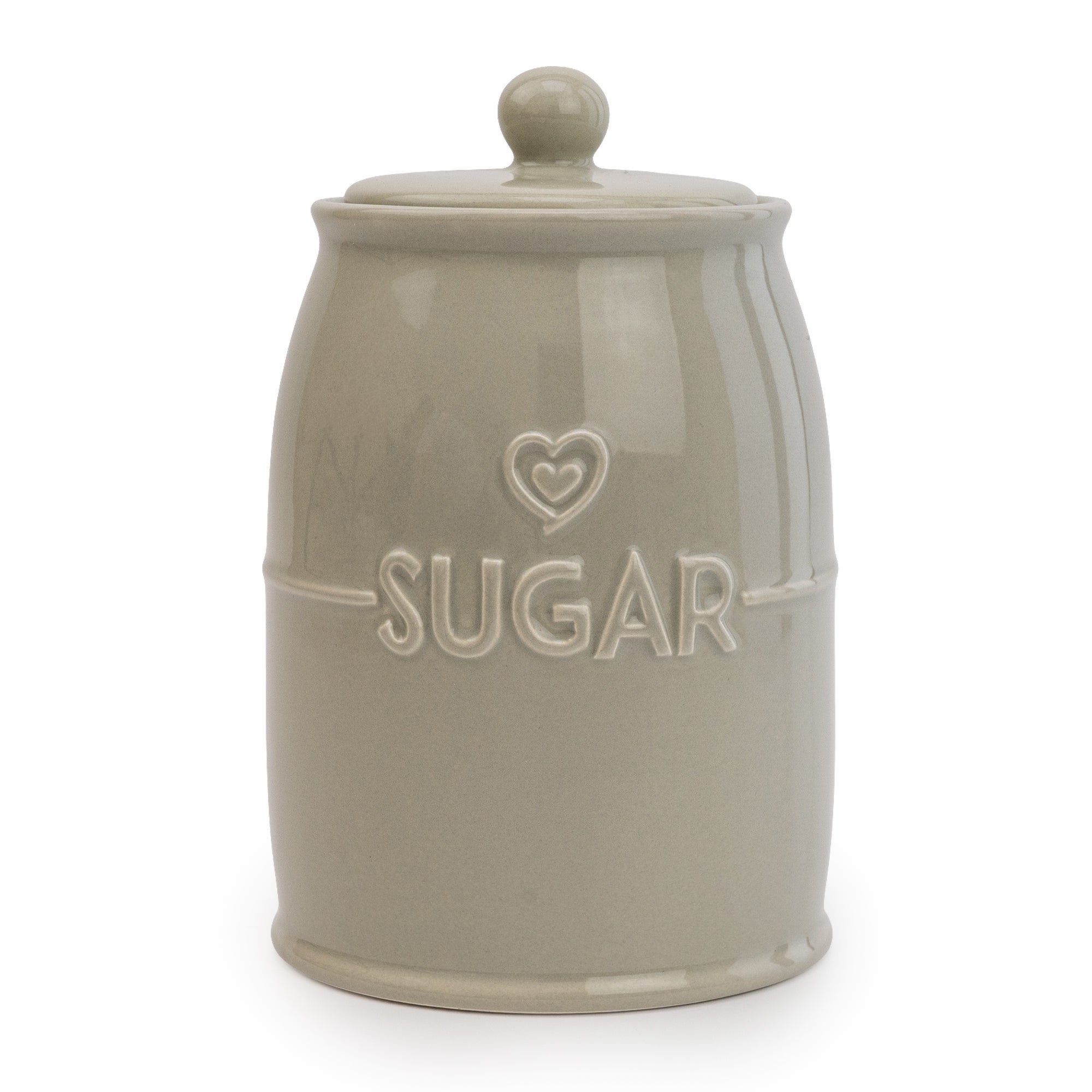 Set of 3 Tea Coffee Sugar Ceramic Canisters - Heart