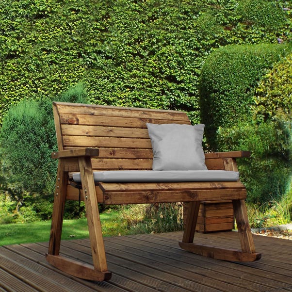 Charles Taylor 2 Seater Wooden Bench Rocker With Grey Seat Pad Dunelm - 2 Seater Garden Bench Seat Pad