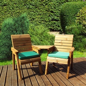Charles Taylor 2 Seater Angled Companion Set with Green Seat Pads