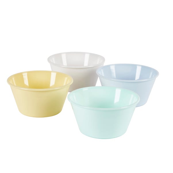 4 Pack Plastic Kids Bowls Multi Coloured