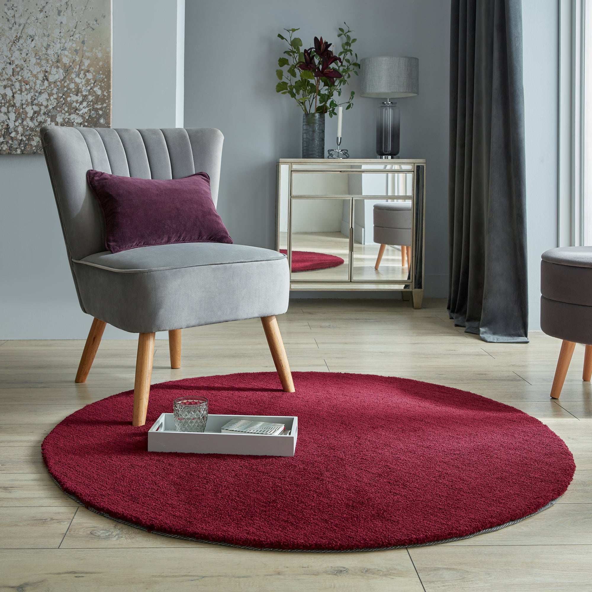 Isla Round Rug Red