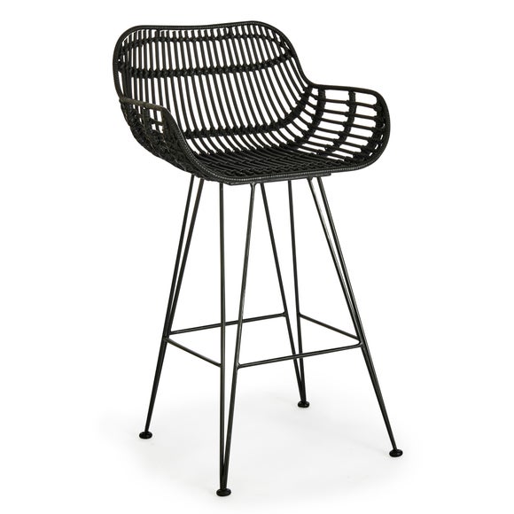 black woven bar stools