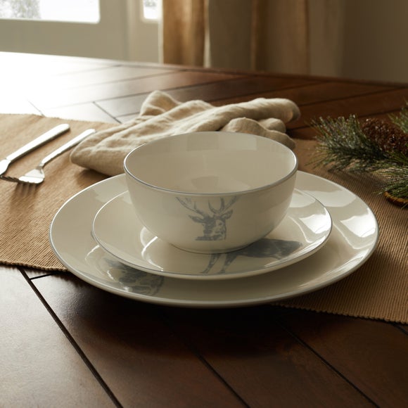 Stag 12 Piece Dinner Set MultiColoured