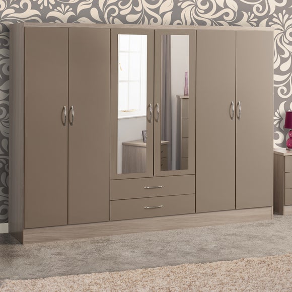 6 door deals mirrored wardrobe