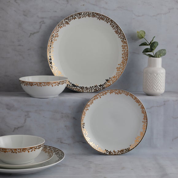 Gold and discount white dinner set