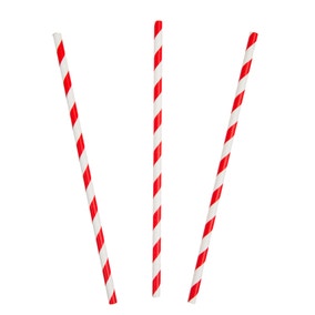 Pack of 12 Red and White Printed Straws