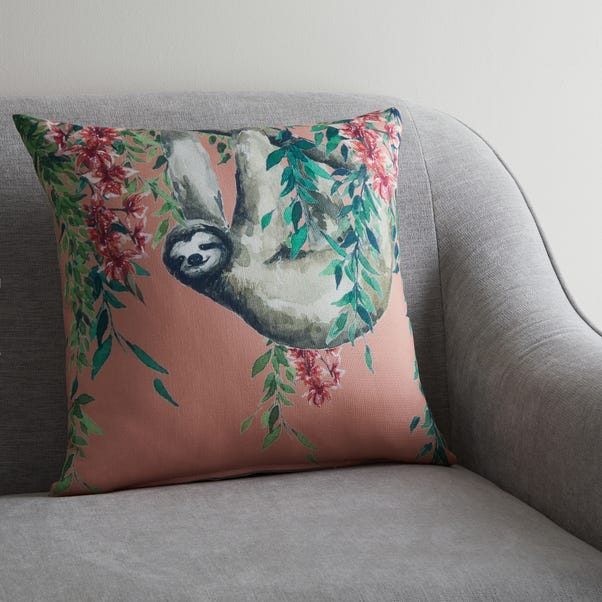 Sloth Jungle Print Cushion MultiColoured undefined